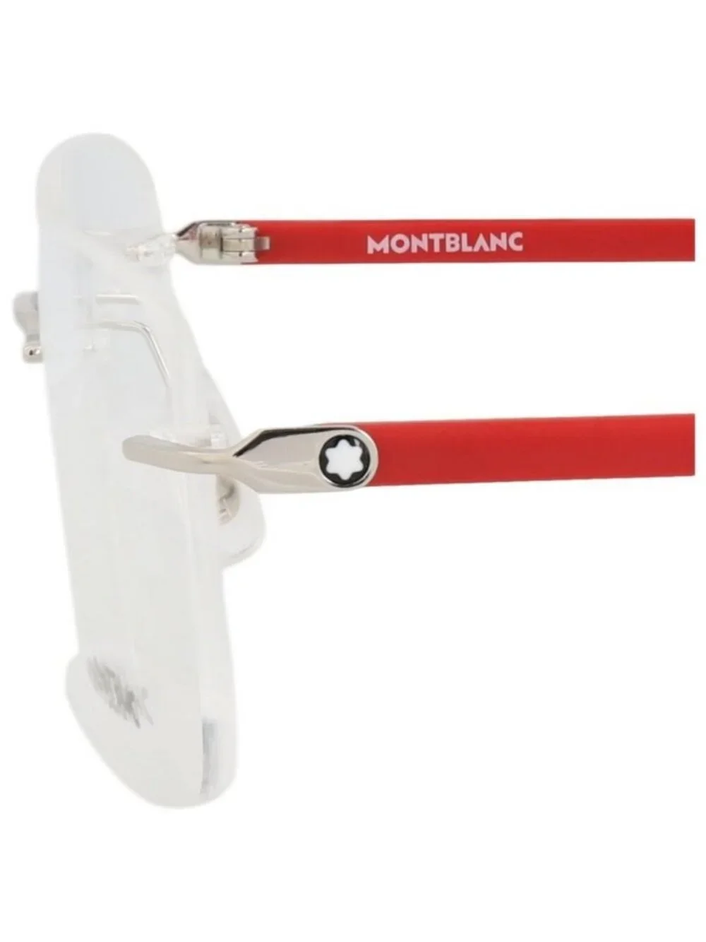 New Montblanc Mens Square/Rectangle Silver Red Transparent Fashion Designer Eyeg